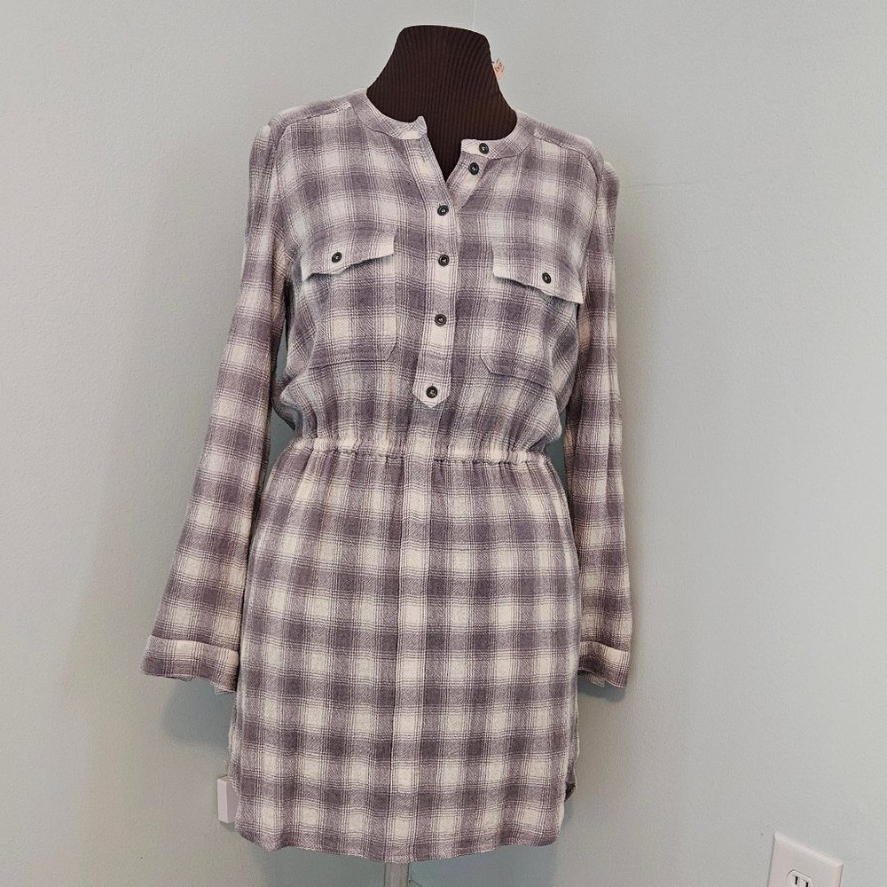 Broadway and Broome Grey and White Plaid Tunic, Size M